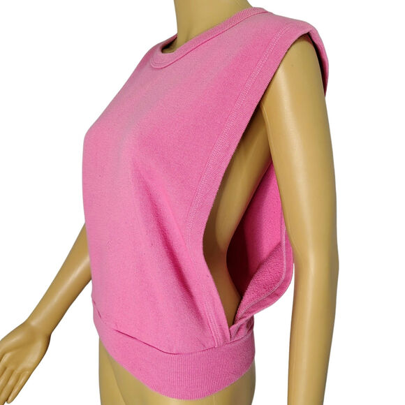 1990s Vintage Pink Sleeveless Top Open Sides Sweatshirt Size Small - Picture 2 of 6